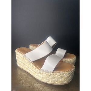 Splendid Slide Sandal 8.5 Platform Wedge Two Strap Vacation Boho White Linda
